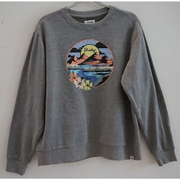Hurley 3HJ5070755 Women's Sz S Gray Heather May Girlfriend Crew Neck Sweatshirt - Picture 1 of 8